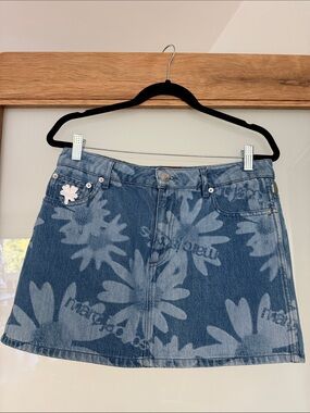 Heaven by Marc Jacobs Denim Floral Print Mini Skirt